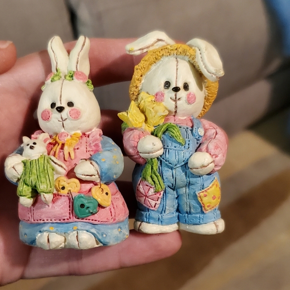 3for$20 Farmer stuffed white bunny rabbit figurines - Picture 3 of 4